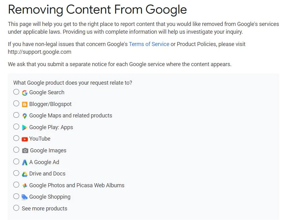 Removing Content From Google