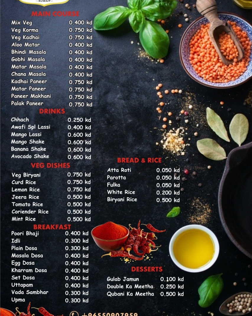 Awafi Biriyani Restaurant Food Menu