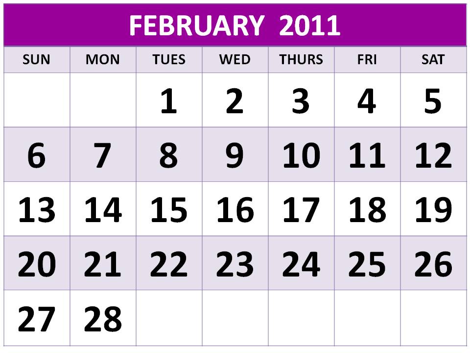 2011 calendar printable february. February 2011 Calendar For