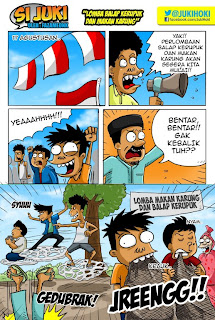 Gambar Lucu, Komik lucu si Juki makan karung