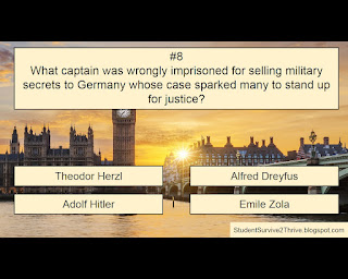 What captain was wrongly imprisoned for selling military secrets to Germany whose case sparked many to stand up for justice? Answer choices include: Theodor Herzl, Alfred Dreyfus, Adolf Hitler, Emile Zola