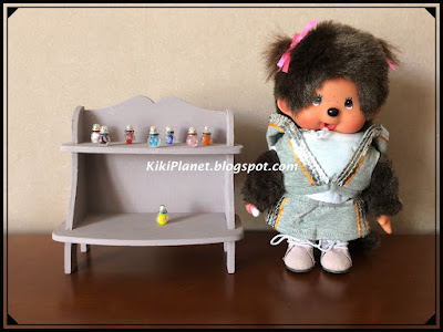 kiki monchhichi miniature diy, do it yourself, tutorial, handmade, fait main, accessoires poupées, accessories dolls, flacon de parfum, bouteille, bead