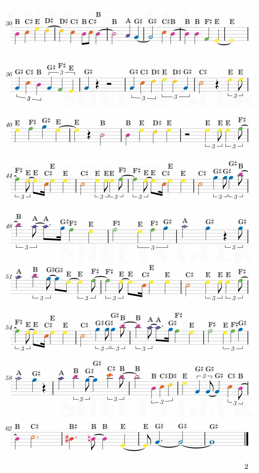 Kigeki - Gen Hoshino (Spy x Family Ending 1) Easy Sheet Music Free for piano, keyboard, flute, violin, sax, cello page 2