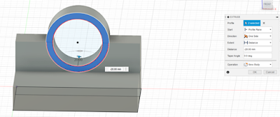 extruding, make sure the distance is 20 mm