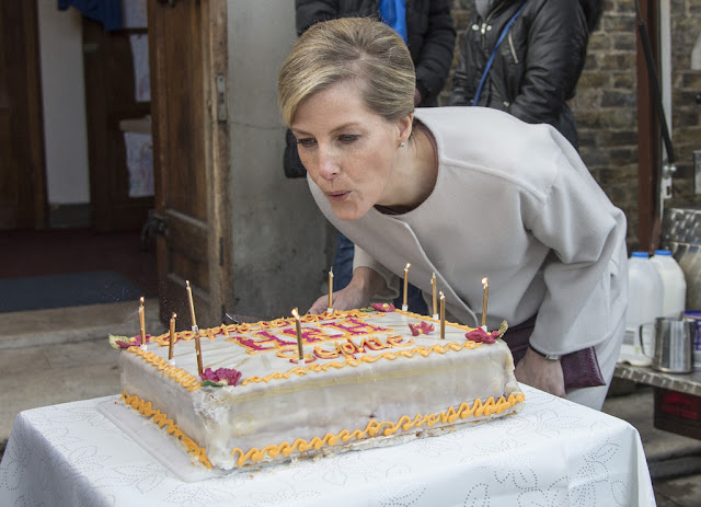 ophie, Countess of Wessex accompanied by Prince Edward, Earl of Wessex visits the Tomorrow's People Social Enterprises at St Anselm's Church, Kennington on her 50th birthda