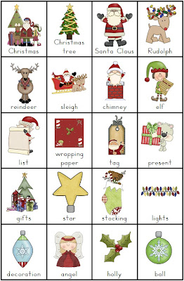 Free PDF Christmas Vocabulary Charts and Writing Tasks