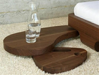 Modern Rustic Solid Wood Bed Design with rounded table