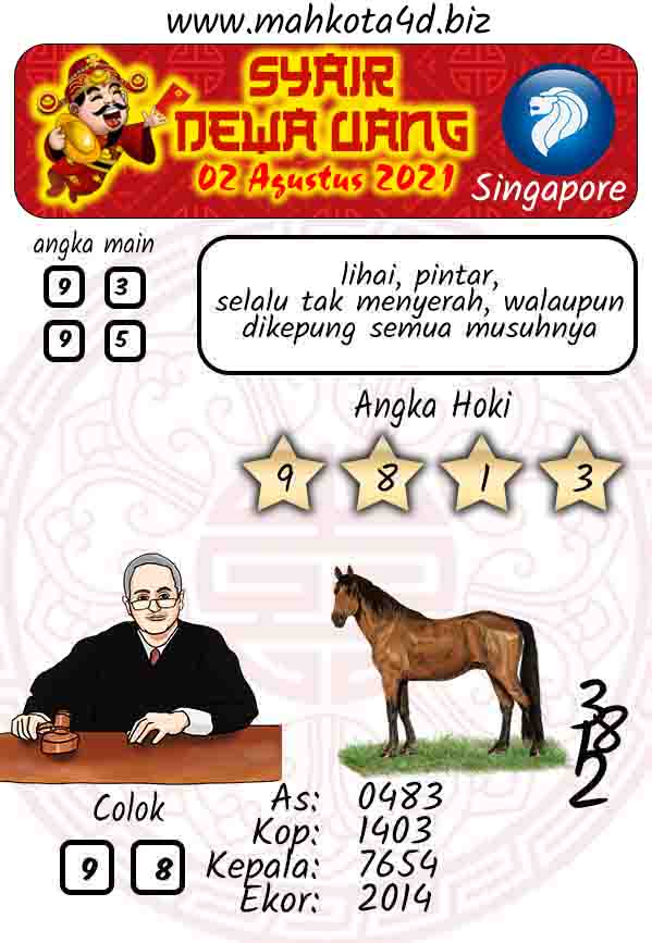 Syair Prediksi Togel Singapore - SGP Senin, 02 - Agustus - 2021