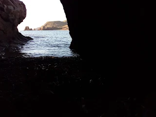 View out of a cave to the sea