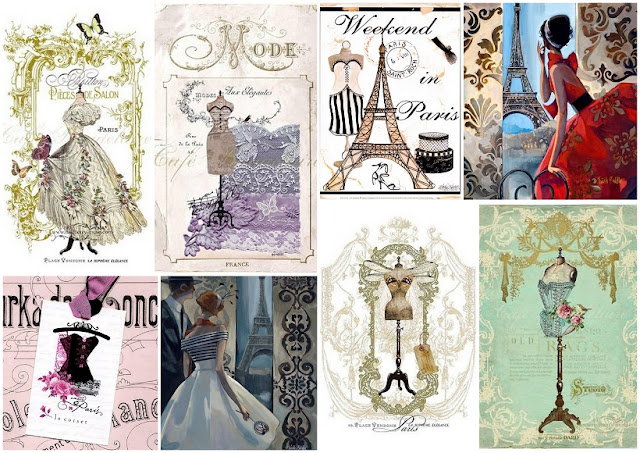 Paris Old Fashion: Invitaciones, Tarjetas o Etiquetas para Imprimir Gratis.