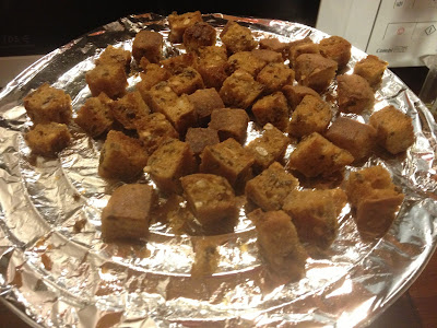 gluten free croutons on grill rack