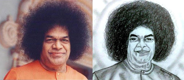 PENCIL DRAWING  - Sathya Sai Baba