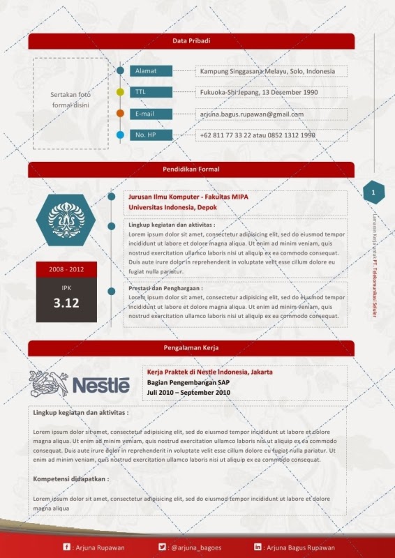 Desain CV Kreatif: Contoh Lamaran Kerja Telkomsel