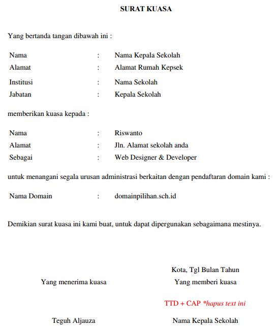 Surat Kuasa administrasi Tambah daya listrik