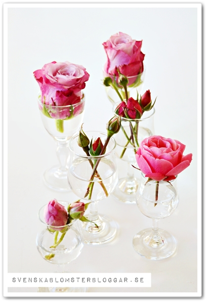 blommor i glas, udda glas som vas