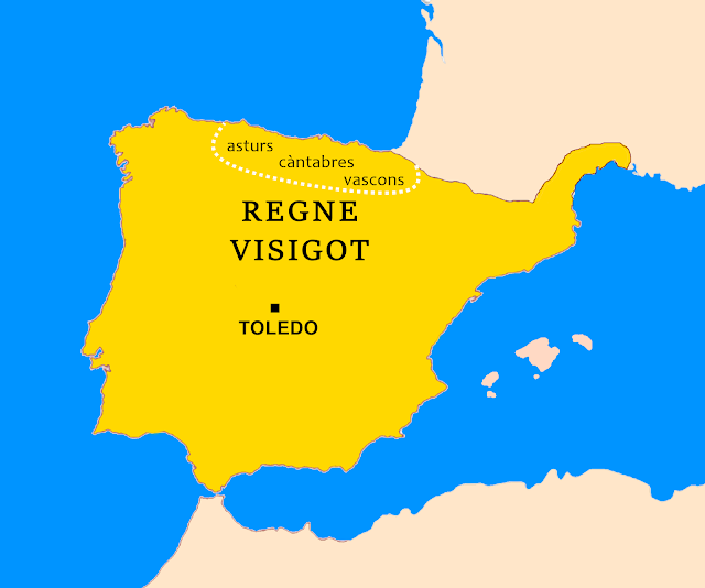 Mapa del Regne visigot de Toledo.