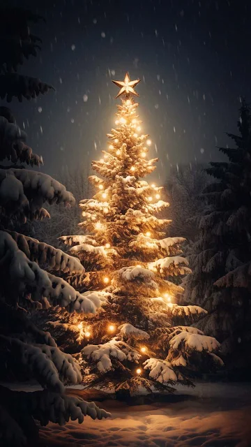 Árvore de Natal na Neve imagem grátis para celular, iPhone da Apple, Samsung Galaxy, Xiaomi, Motorola e Realme. Papel de parede para Whatsapp!