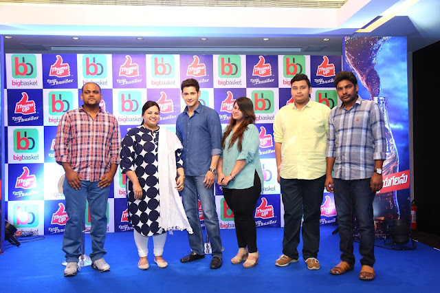 bigbasketeers thrilled to meet Superstar Mahesh Babu after winning a Thums Up contest