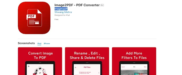 تطبيق image2pdf  تحويل الصور إلى pdf للايفون