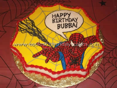 spiderman 3d cake. HAPPY BIRTHDAY TO YOU,
