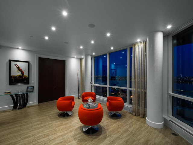 Photo of red chairs in one of the room inside of Philadelphia penthouse