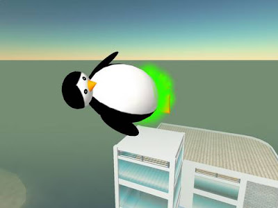 second life pictures - penguin floating in the air