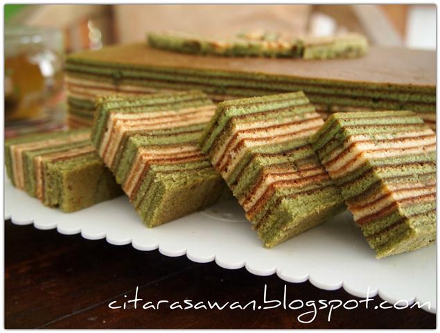 Kek Lapis Teh Hijau / Greentea Layer Cake ~ Resepi Terbaik