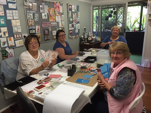 Jade, Liane, Michelle, Janette making cards for charities