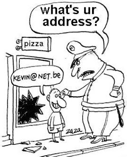 Funkyxone Funny Cartoons: Too much into Technology - A missing new generation kid telling his address to police