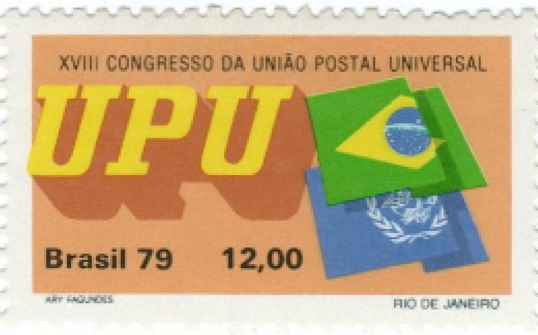 Selo bandeiras do Brasil e da UPU