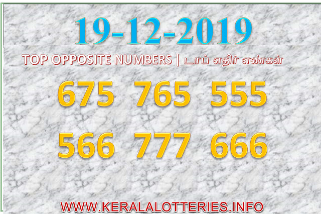 Kerala Lottery Guessing  Best Opposite Numbers for Karunya Plus KN-295 | 19.12.2019