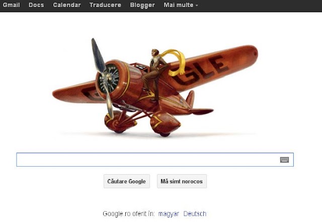 Astazi Google dedica logo-ul sau sarbatoririi celor 115 ani ce a trecut de la nasterea pionerei in aviatie Amelia Earhart