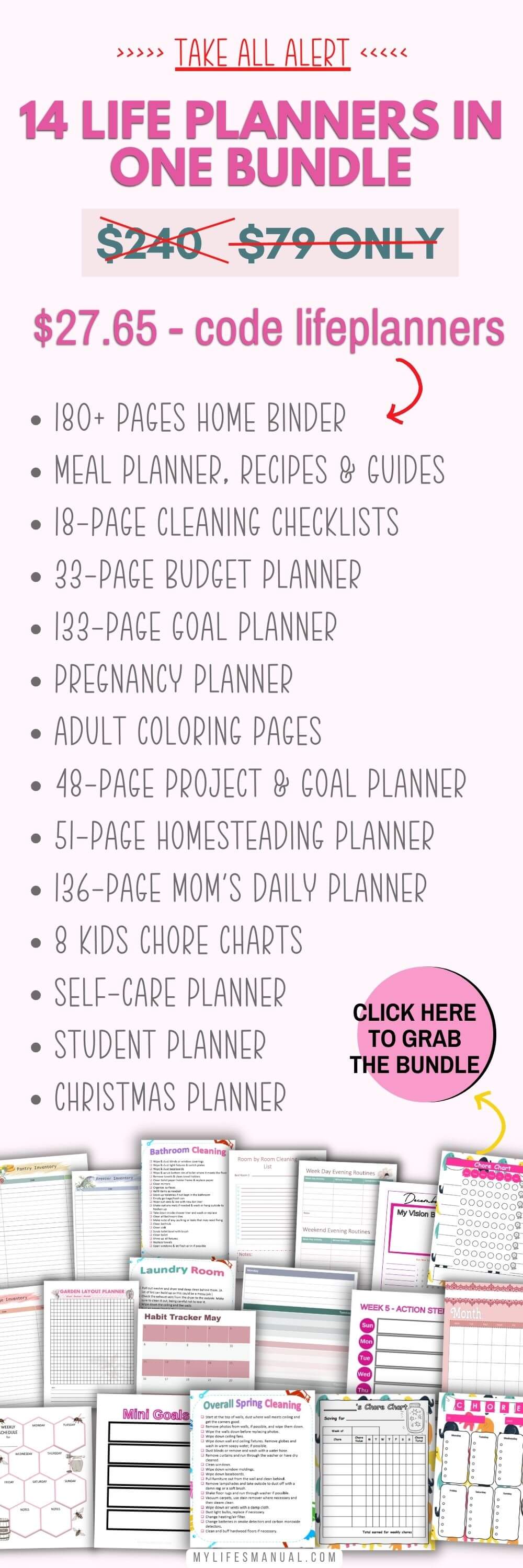 Planner Printables To Manage Home And Life. 14-IN-1 Bundle! 