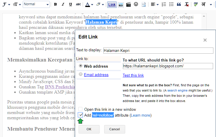 Mengenal Fungsi relnofollow Pada External Link