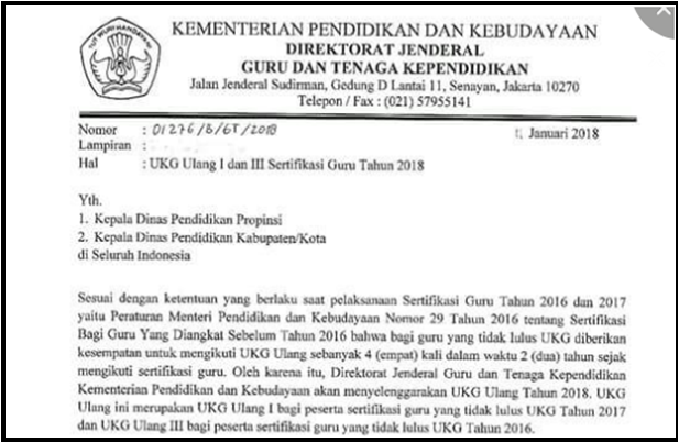 jadwal pelaksanaan UKG ulang tahap I dan III sertifikasi Guru tahun 2018