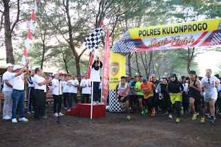 Semarakan Hari Bhayangkara ke 77,  Polres Kulonprogo Gelar Lomba Lari Bhayangkara Run 5K Tahun. 2023