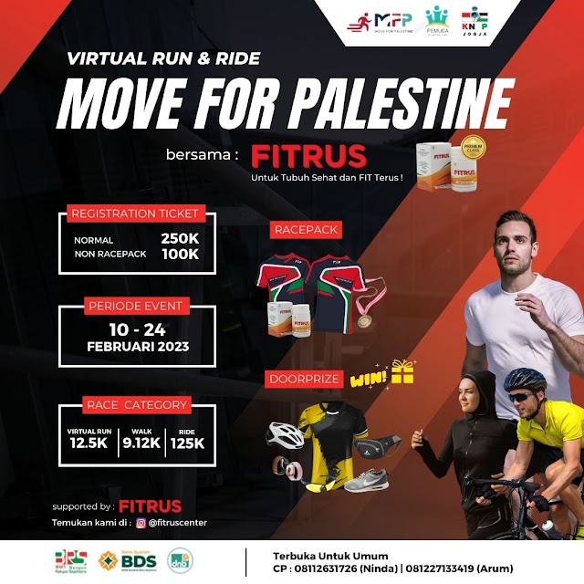 (Virtual Run & Ride) MOVE FOR PALESTINE -Bisa Diikuti Siapa Saja Tidak Harus Pelari 