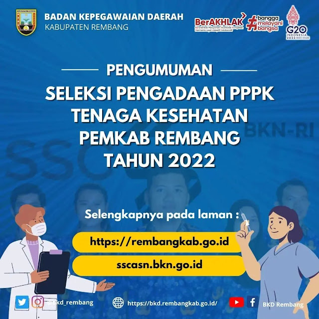 PENGUMUMAN SELEKSI PENGADAAN PPPK TENAGA KESEHATAN PEMBKAB REMBANG TAHUN 2022