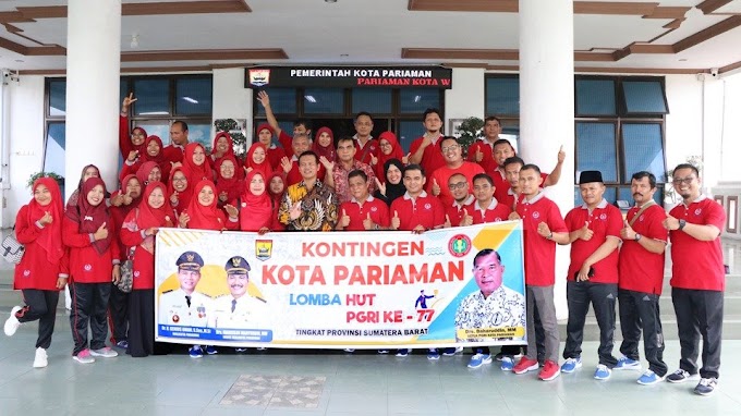 Wako Genius Umar Resmi Melepas Kontingen PGRI Kota Pariaman Ikuti Pertandingan Dalam Rangka HUT PGRI KE-77