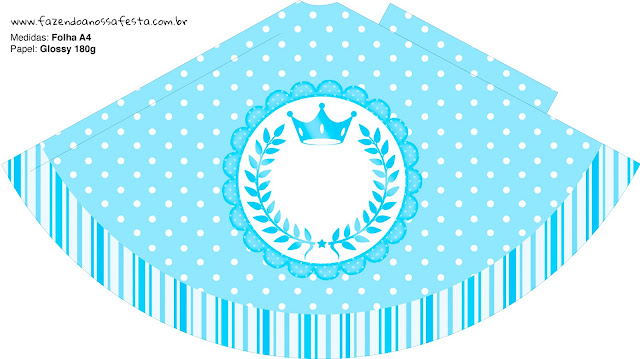 Light Blue Crown in Stripes and Polka Dots  Free Party Printables for a Quinceanera Party.