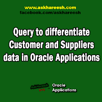 Query to differentiate Customer and Suppliers data in Oracle Applications, www.askhareesh.com