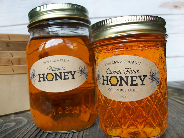 Custom Kraft Honeycomb Oval honey jar labels