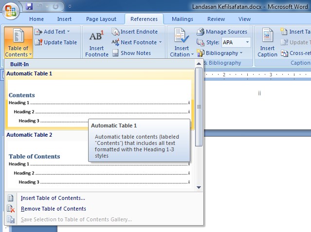 Gambar Table Of Content