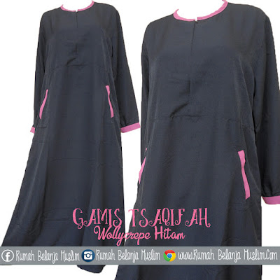 Gamis Muslimah Terbaru Tsaqifah Hitam Wollycrepe