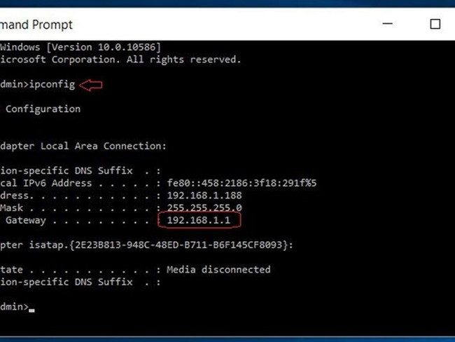 ルータAのIP範囲を確認します。