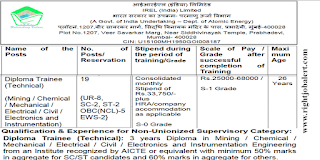 Diploma Mechanical/ Civil/ Electrical/ Mining/ Electronics and Instrumentation Engineering Jobs in IREL