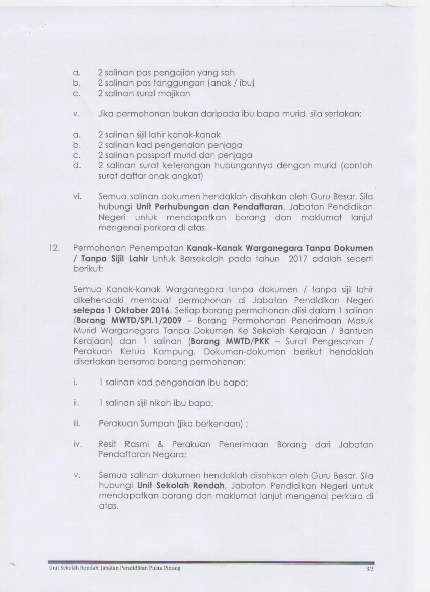 Surat Rayuan Penempatan Sekolah - Malacca b