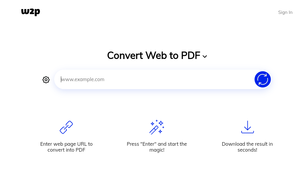 Enter web page URL to convert into PDF