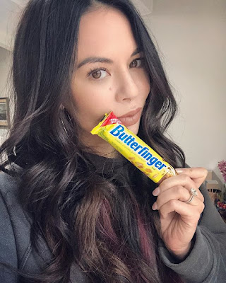 Janel Parrish purple streaked hair butterfinger candy bar new recipe