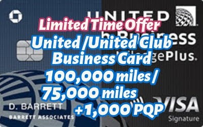 【期間限定】Chase United/United Club Business 100,000マイル / 75,000マイル + 1,000 PQPオファー！